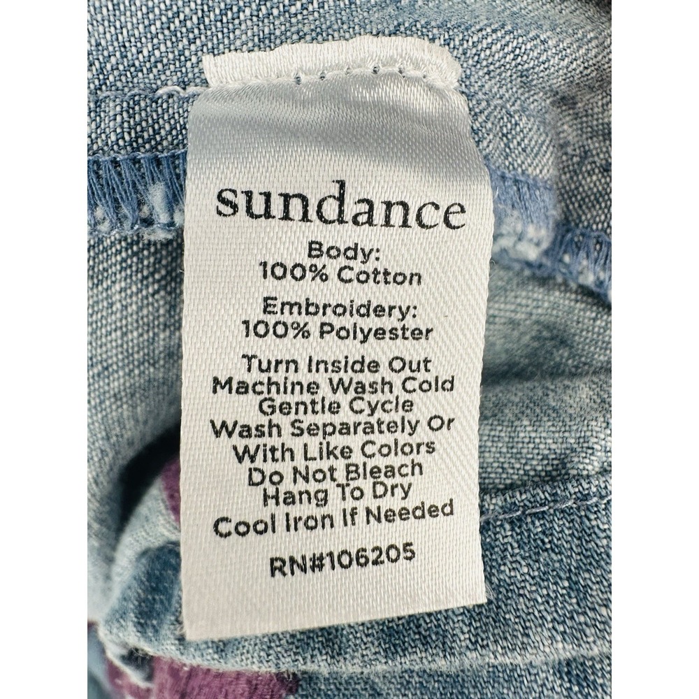 Sundance Blue Embroidered Cottagecore Denim Midi S Dress Western Boho Prairie - Picture 9 of 11